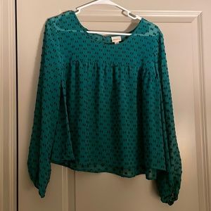 Merona sheer teal blouse, size S
